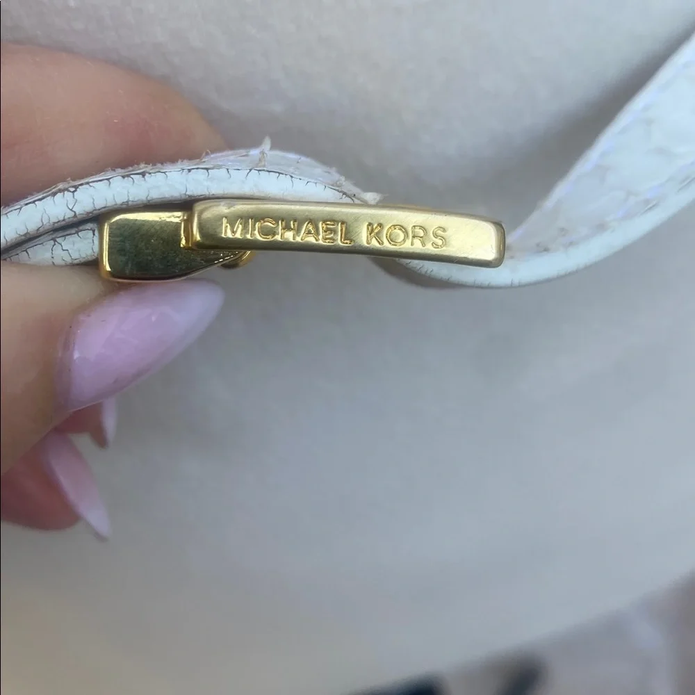 MICHAEL KORS White python Belt with Gold Accent